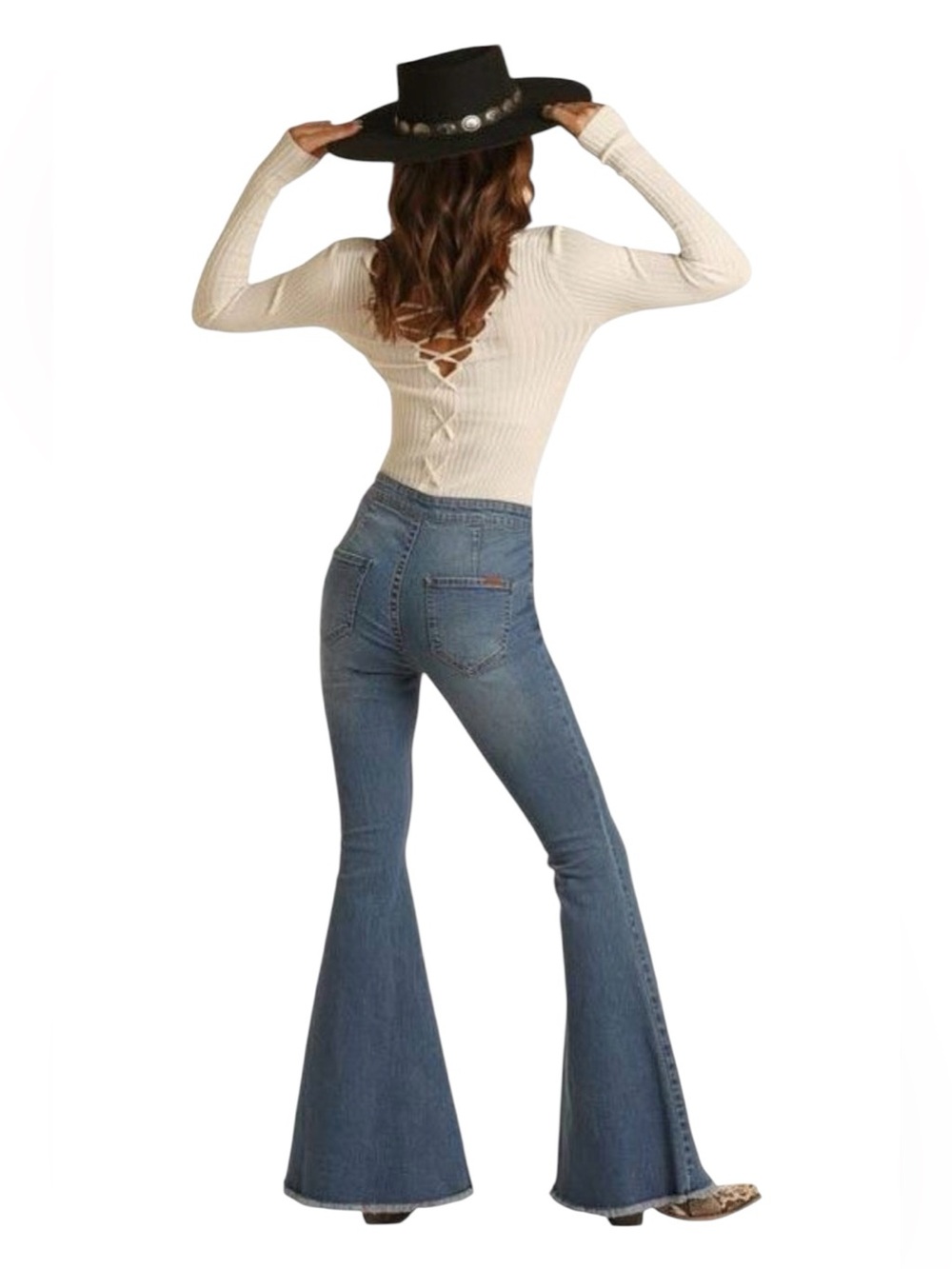 Rock and Roll Denim Bargain Bell Pull On High -Rise Flare Women Jeans 29x32